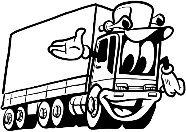 Comic semi truck vinyl sticker. Customize on line.      Autos Cars and Car Repair 060-0318 Semi-Truck  